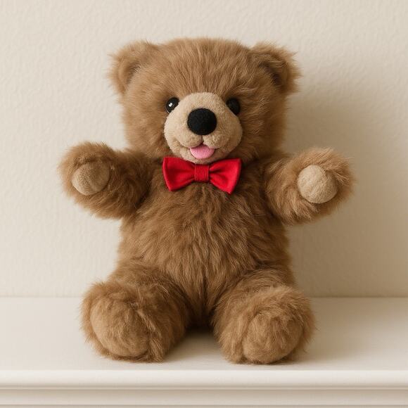 Ganz Heritage Plush Teddy Bear Brown Red Bow CH3001 Vintage Collectible 12” - Picture 5 of 6